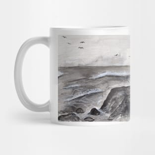 Expressive Lighthouse Mixed Media Painting Mug